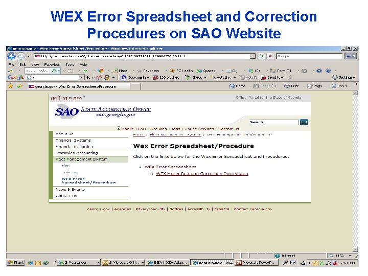 WEX Error Spreadsheet and Correction Procedures on SAO Website 