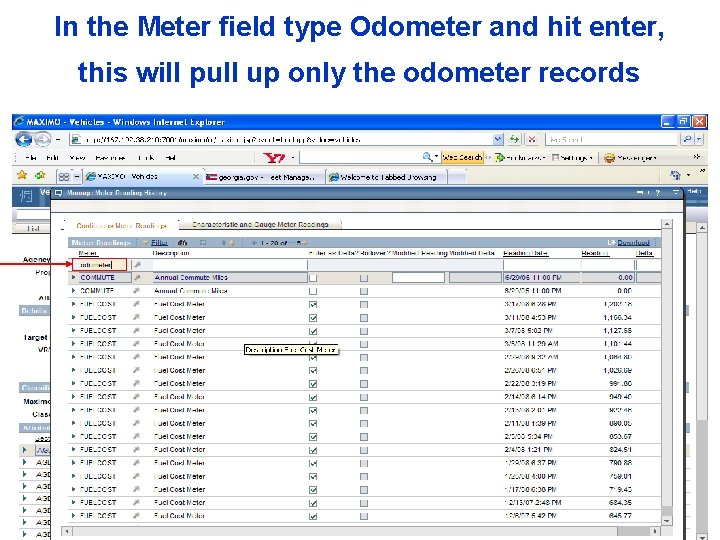 In the Meter field type Odometer and hit enter, this will pull up only