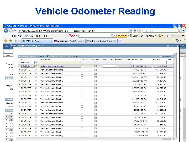Vehicle Odometer Reading 