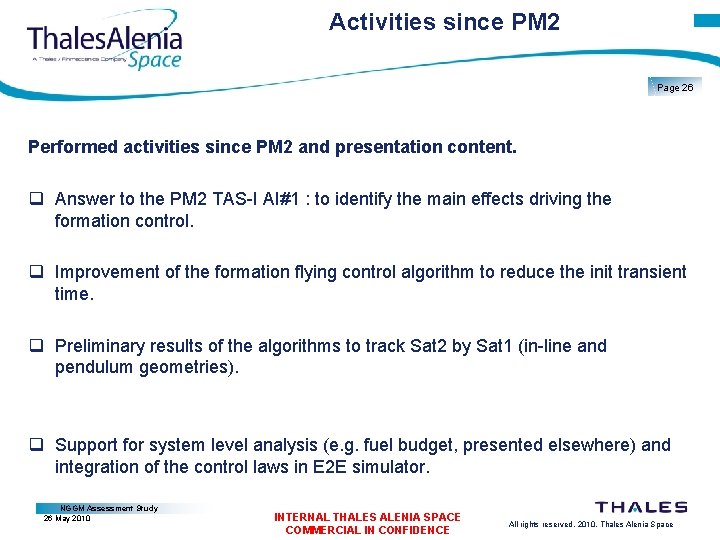 Activities since PM 2 Page 26 Performed activities since PM 2 and presentation content.