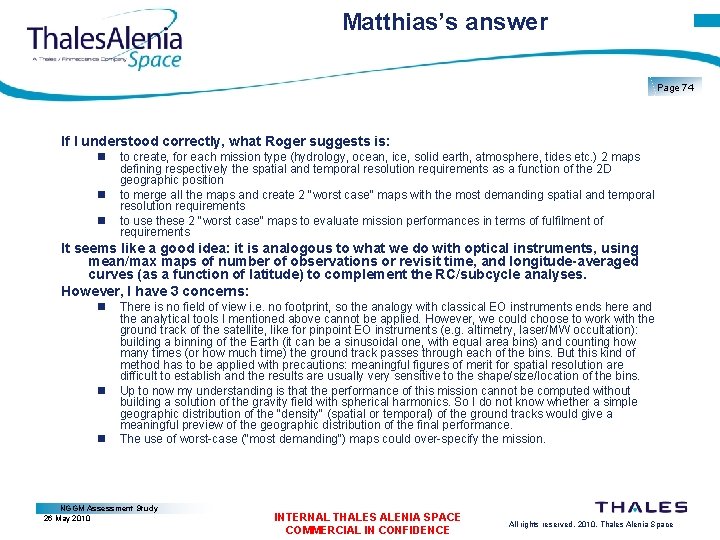 Matthias’s answer Page 74 If I understood correctly, what Roger suggests is: to create,