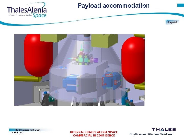 Payload accommodation Page 82 NGGM Assessment Study 26 May 2010 INTERNAL THALES ALENIA SPACE