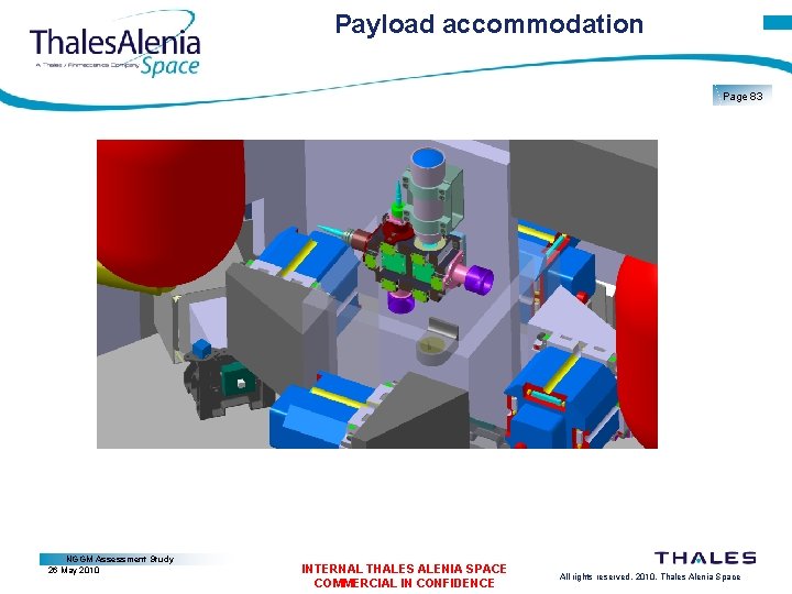 Payload accommodation Page 83 NGGM Assessment Study 26 May 2010 INTERNAL THALES ALENIA SPACE