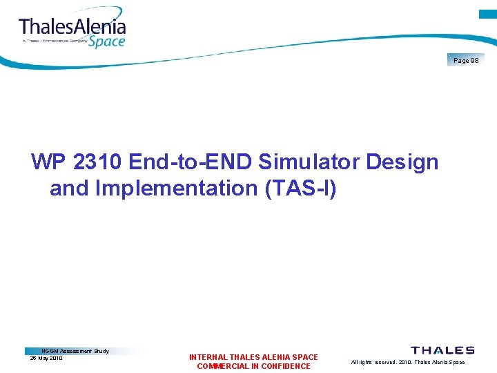 Page 98 WP 2310 End-to-END Simulator Design and Implementation (TAS-I) NGGM Assessment Study 26