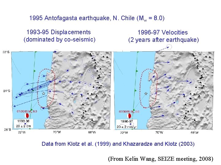 1995 Antofagasta earthquake, N. Chile (Mw = 8. 0) 1993 -95 Displacements (dominated by
