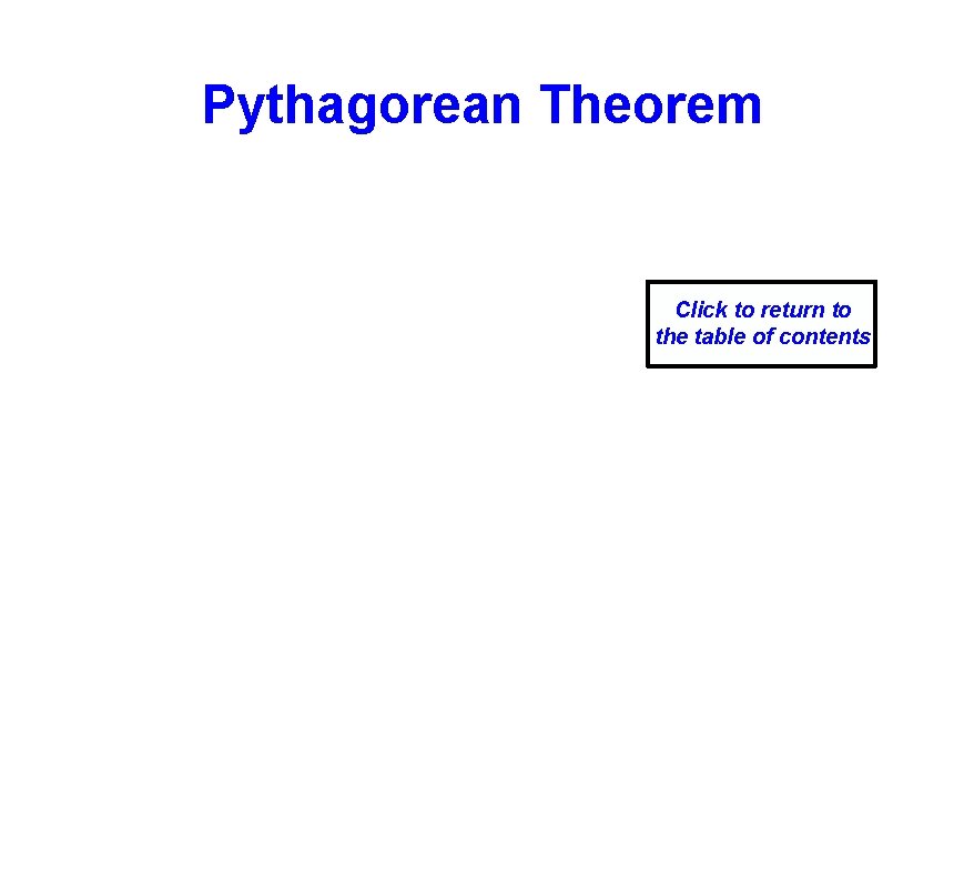 Pythagorean Theorem Click to return to the table of contents 