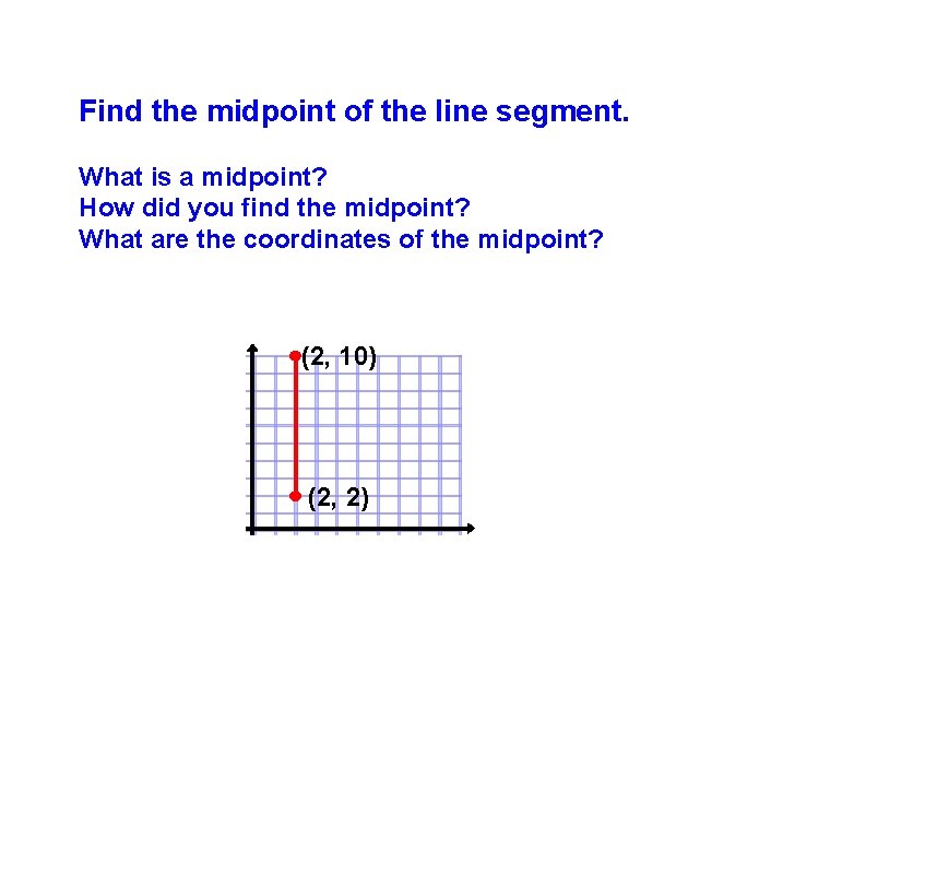 Find the midpoint of the line segment. What is a midpoint? How did you