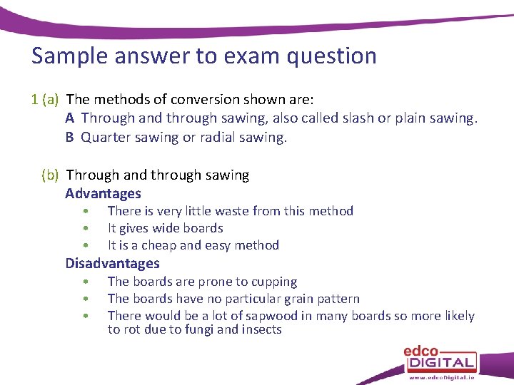 Sample answer to exam question 1 (a) The methods of conversion shown are: A
