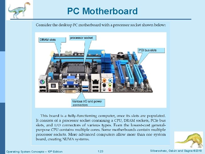 PC Motherboard Operating System Concepts – 10 th Edition 1. 23 Silberschatz, Galvin and PC Motherboard Operating System Concepts – 10 th Edition 1. 23 Silberschatz, Galvin and