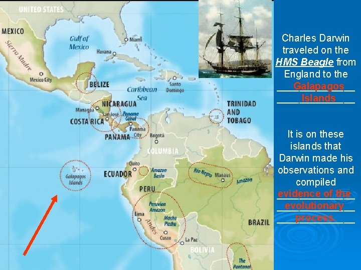 Charles Darwin traveled on the HMS Beagle from England to the Galapagos _______ Islands