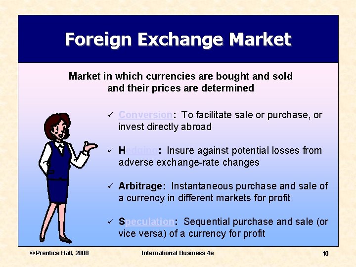 Foreign Exchange Market in which currencies are bought and sold and their prices are