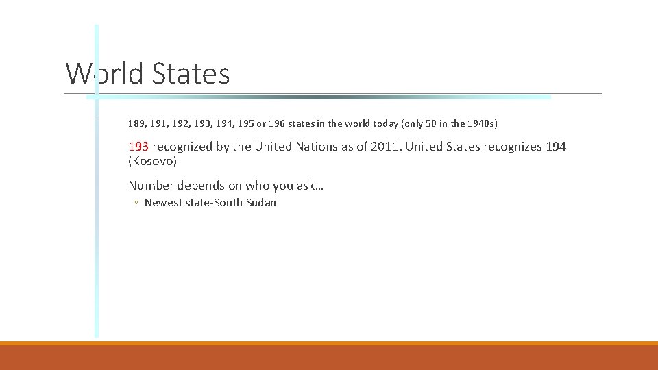 World States 189, 191, 192, 193, 194, 195 or 196 states in the world