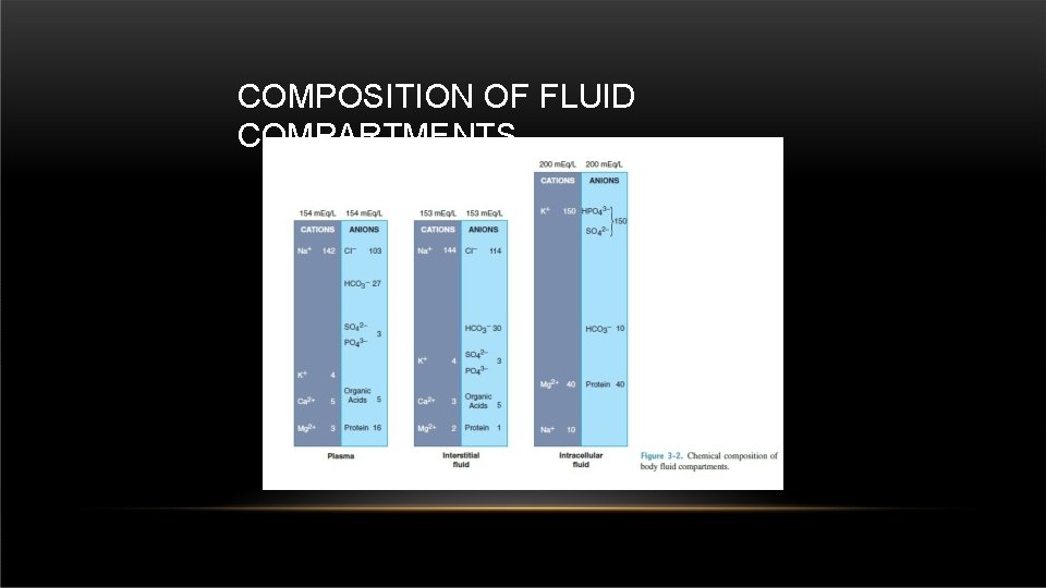 COMPOSITION OF FLUID COMPARTMENTS 