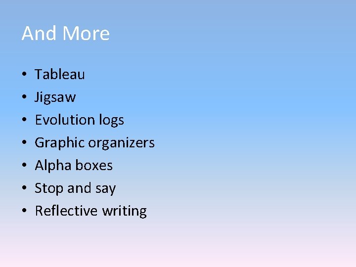 And More • • Tableau Jigsaw Evolution logs Graphic organizers Alpha boxes Stop and And More • • Tableau Jigsaw Evolution logs Graphic organizers Alpha boxes Stop and