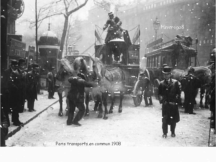 Hiver 1908 Paris sous transports la neige transports commun en communen 1908 