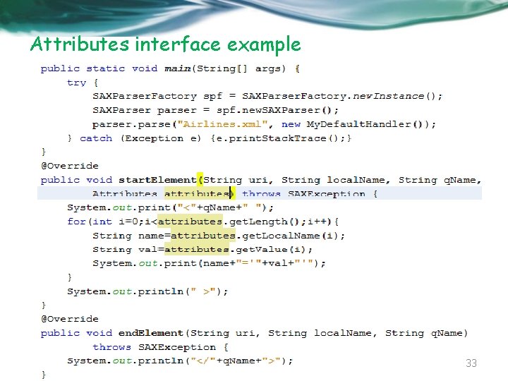 Attributes interface example 33 