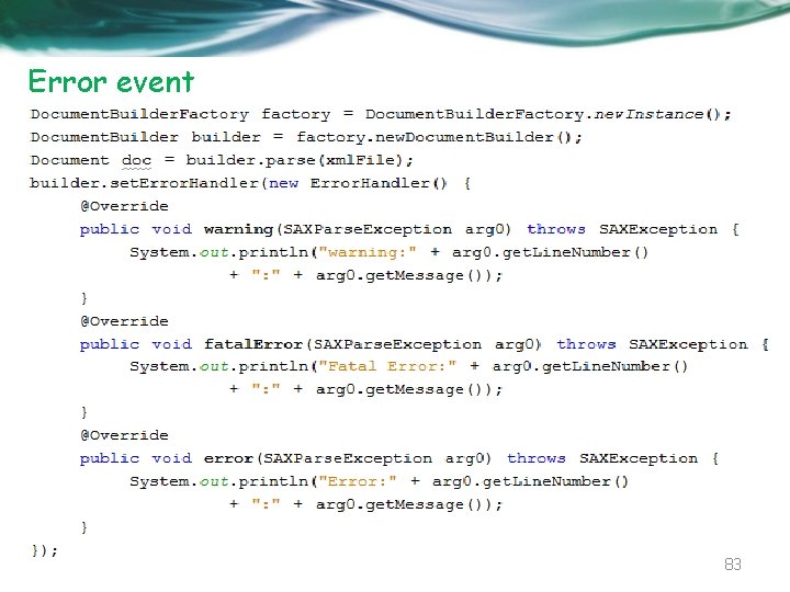 Error event 83 