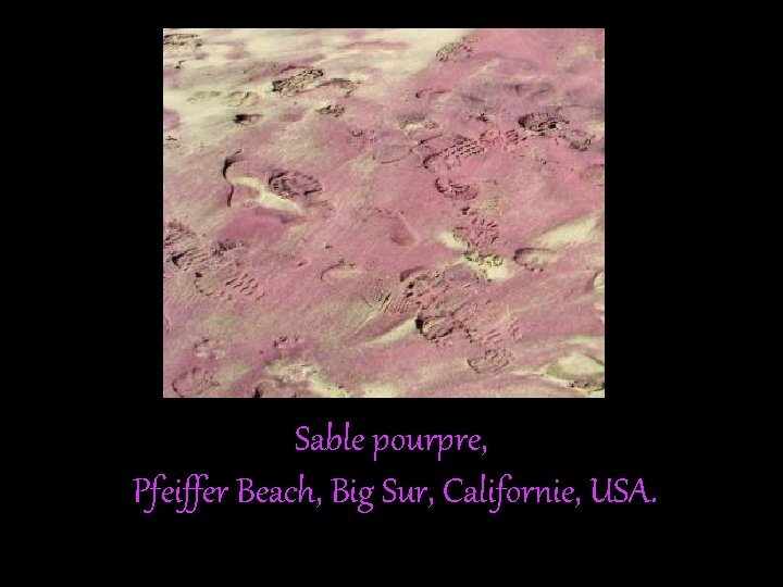 Sable pourpre, Pfeiffer Beach, Big Sur, Californie, USA. 