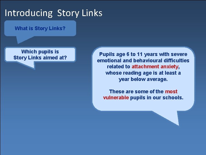 Introducing Story Links What is Story Links? Which pupils is Story Links aimed at?