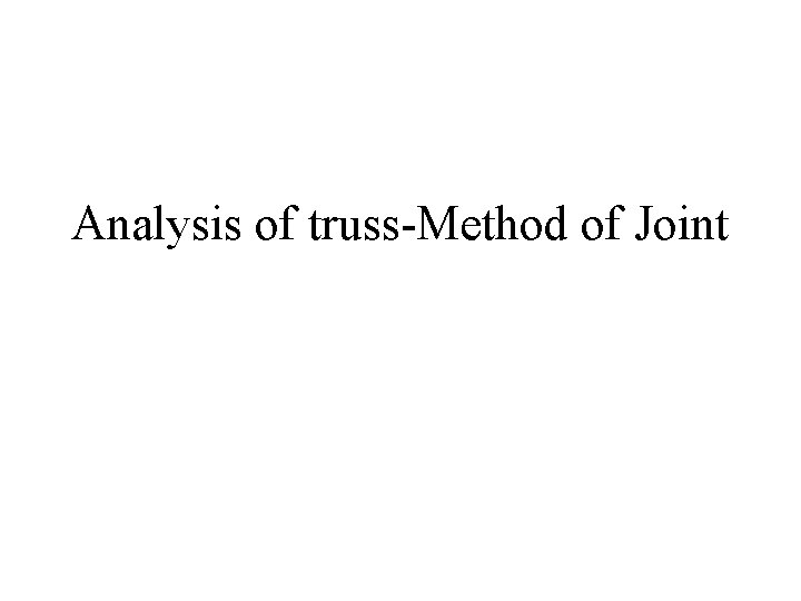 Analysis of truss-Method of Joint 