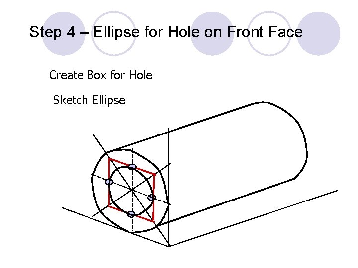 Step 4 – Ellipse for Hole on Front Face Create Box for Hole Sketch