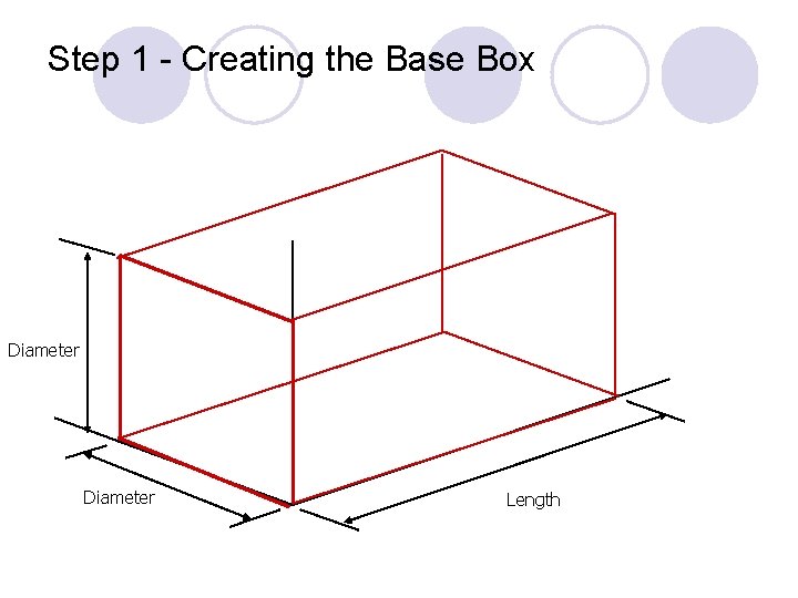 Step 1 - Creating the Base Box Diameter Length 