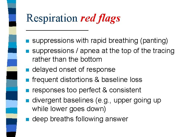 Respiration red flags n n n n suppressions with rapid breathing (panting) suppressions /