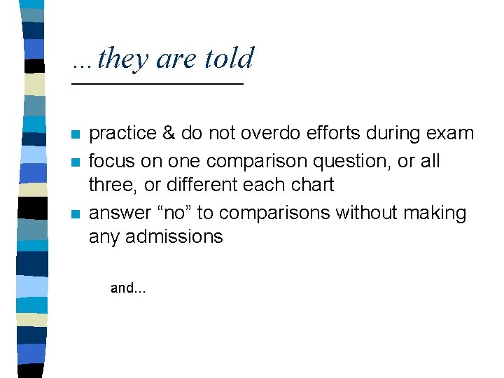 …they are told n n n practice & do not overdo efforts during exam