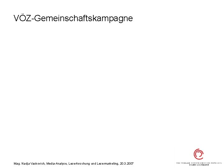 VÖZ-Gemeinschaftskampagne Mag. Nadja Vaskovich, Media-Analyse, Leserforschung und Lesermarketing, 20. 3. 2007 