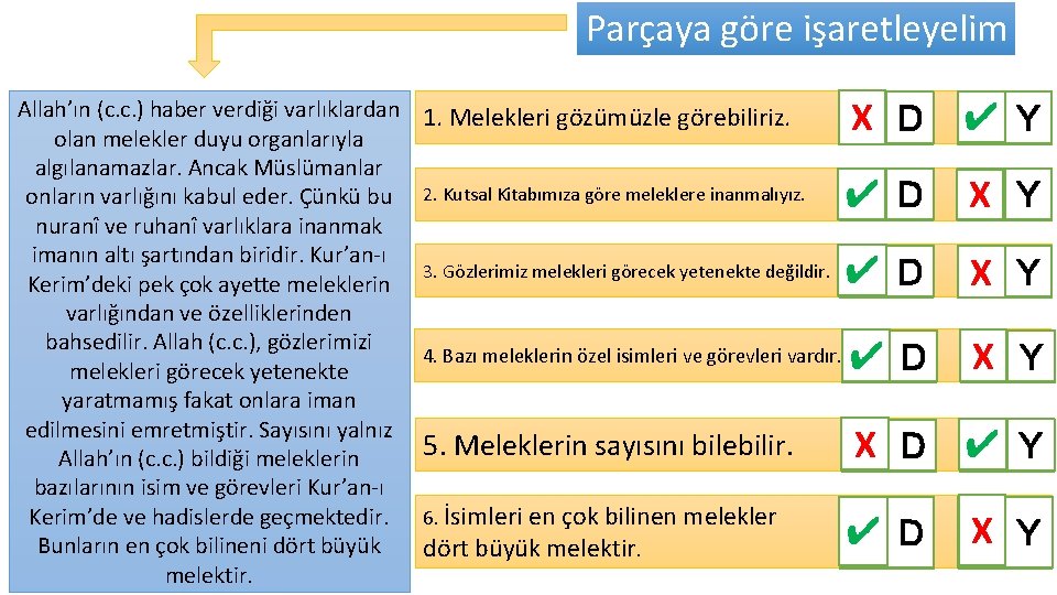 Parçaya göre işaretleyelim Allah’ın (c. c. ) haber verdiği varlıklardan olan melekler duyu organlarıyla Parçaya göre işaretleyelim Allah’ın (c. c. ) haber verdiği varlıklardan olan melekler duyu organlarıyla