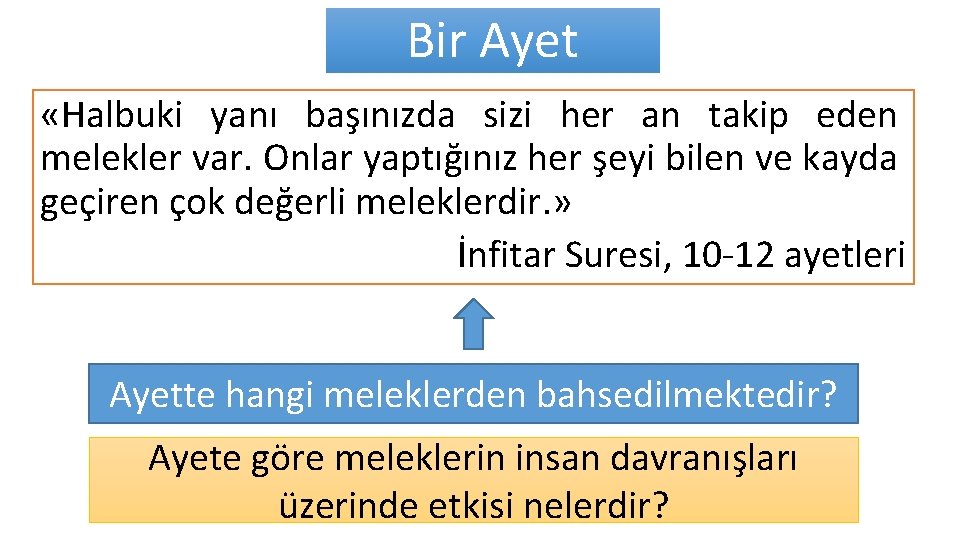 Bir Ayet «Halbuki yanı başınızda sizi her an takip eden melekler var. Onlar yaptığınız Bir Ayet «Halbuki yanı başınızda sizi her an takip eden melekler var. Onlar yaptığınız