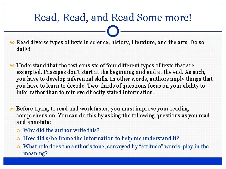 Read, and Read Some more! Read diverse types of texts in science, history, literature, Read, and Read Some more! Read diverse types of texts in science, history, literature,