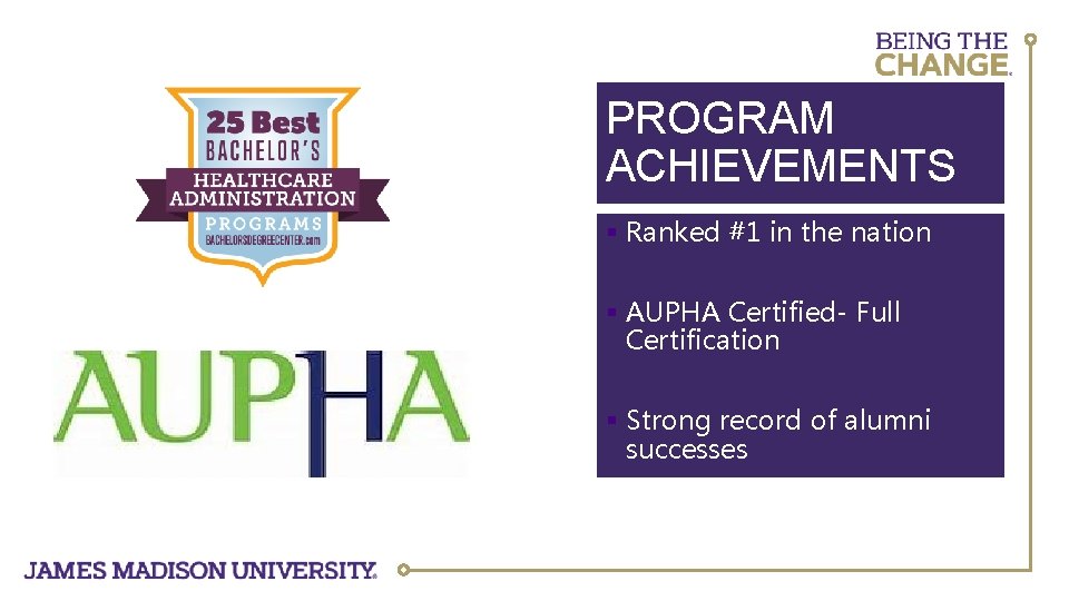 PROGRAM ACHIEVEMENTS § Ranked #1 in the nation § AUPHA Certified- Full Certification §