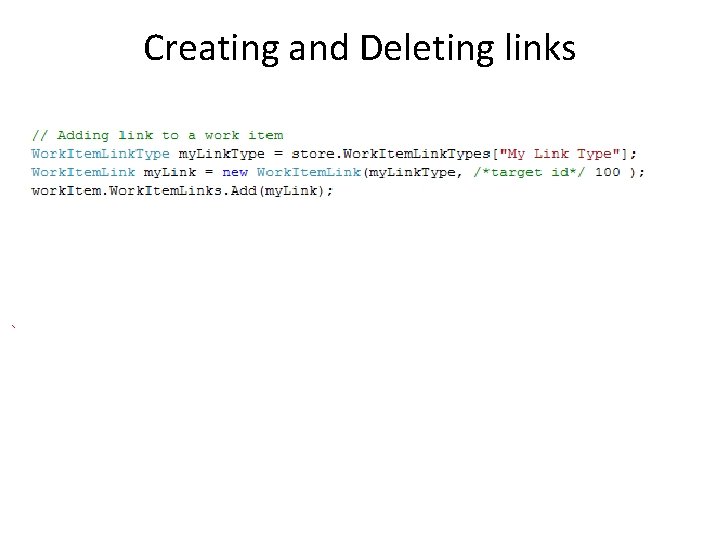 Creating and Deleting links 