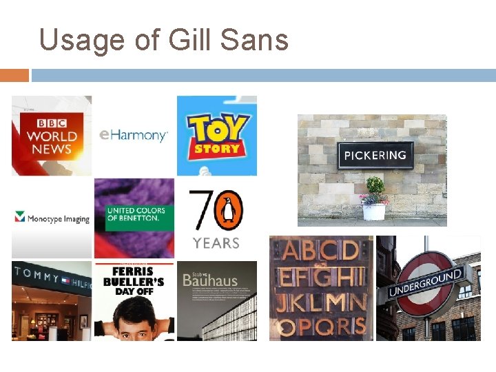 Usage of Gill Sans 