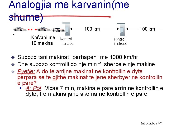 Analogjia me karvanin(me shume) 100 km Karvani me 10 makina v v v kontroll
