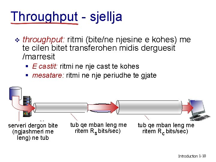 Throughput - sjellja v throughput: ritmi (bite/ne njesine e kohes) me te cilen bitet