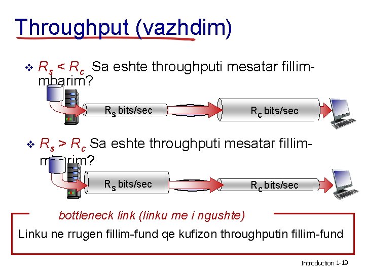 Throughput (vazhdim) v Rs < Rc Sa eshte throughputi mesatar fillimmbarim? Rs bits/sec v