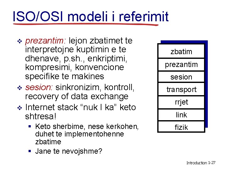 ISO/OSI modeli i referimit prezantim: lejon zbatimet te interpretojne kuptimin e te dhenave, p.