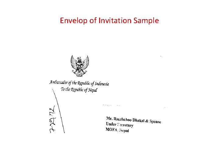 Envelop of Invitation Sample 