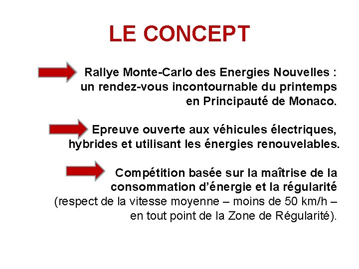 LE CONCEPT Rallye Monte-Carlo des Energies Nouvelles : un rendez-vous incontournable du printemps en