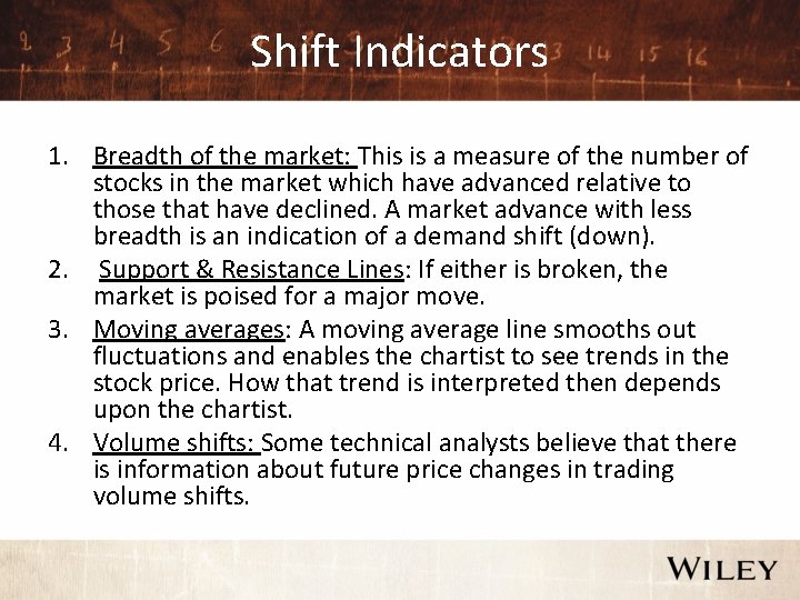 Shift Indicators 1. Breadth of the market: This is a measure of the number