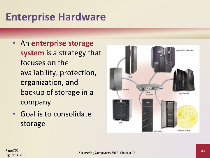 Enterprise Hardware • An enterprise storage system is a strategy that focuses on the