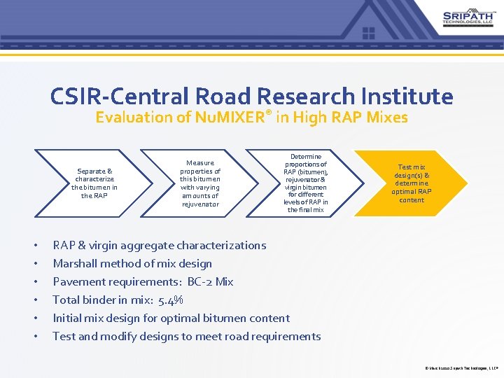 CSIR-Central Road Research Institute Evaluation of Nu. MIXER® in High RAP Mixes Separate & CSIR-Central Road Research Institute Evaluation of Nu. MIXER® in High RAP Mixes Separate &