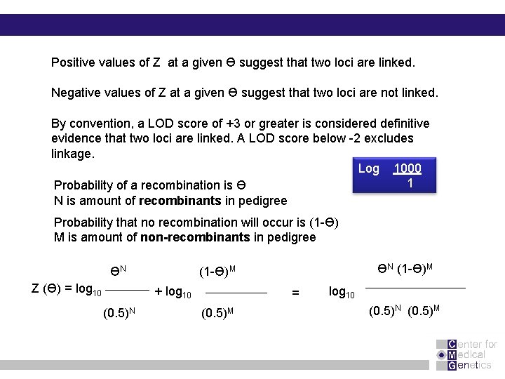 Positive values of Z at a given Ɵ suggest that two loci are linked.