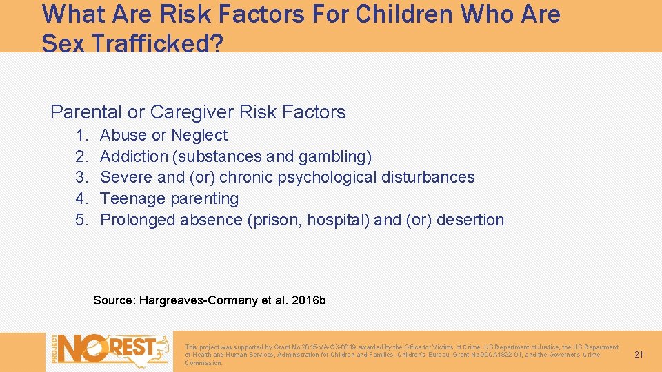 What Are Risk Factors For Children Who Are Sex Trafficked? Parental or Caregiver Risk