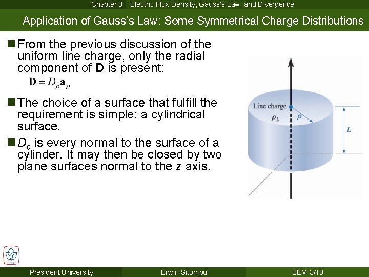 Chapter 3 Electric Flux Density, Gauss’s Law, and Divergence Application of Gauss’s Law: Some