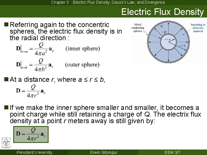 Chapter 3 Electric Flux Density, Gauss’s Law, and Divergence Electric Flux Density n Referring