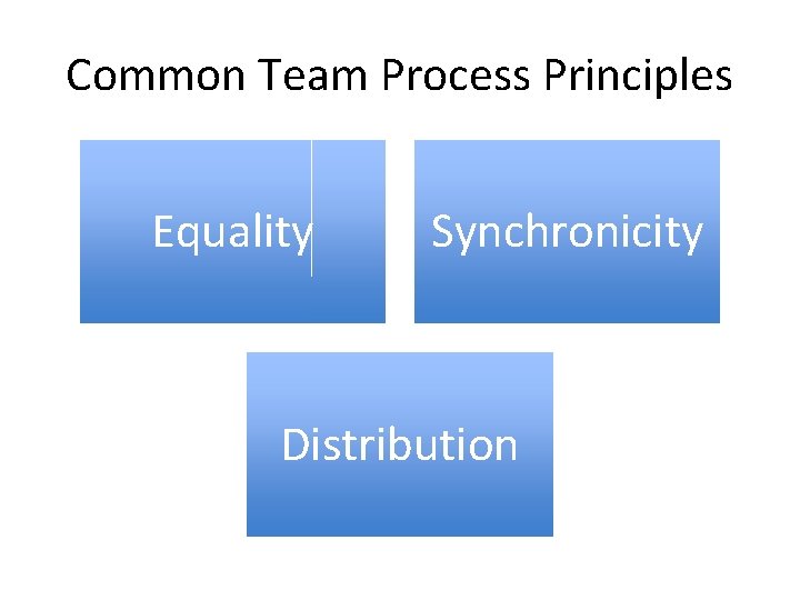 Common Team Process Principles Equality Synchronicity Distribution 