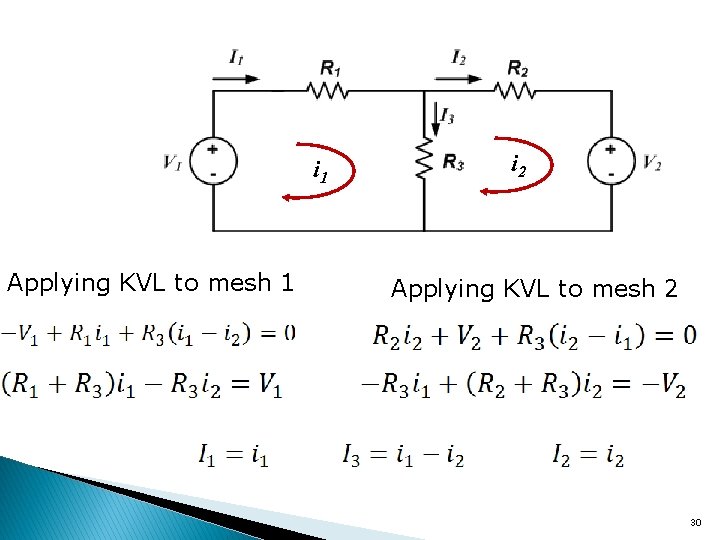 i 1 Applying KVL to mesh 1 i 2 Applying KVL to mesh 2